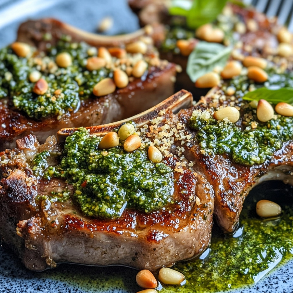 Côtelettes d'agneau farcies au pesto
