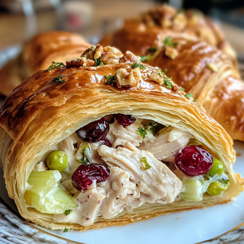 Croissants à la salade de poulet et canneberges