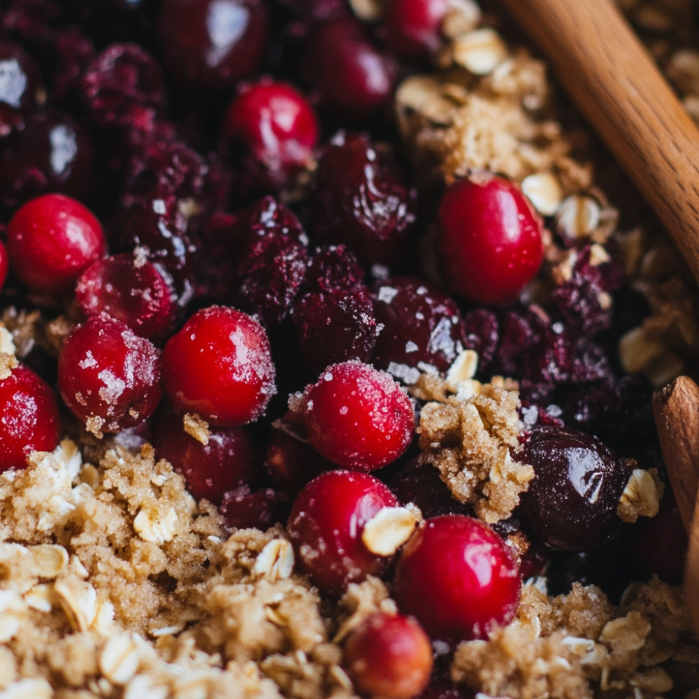 Crumble de fruits rouges et châtaignes confites