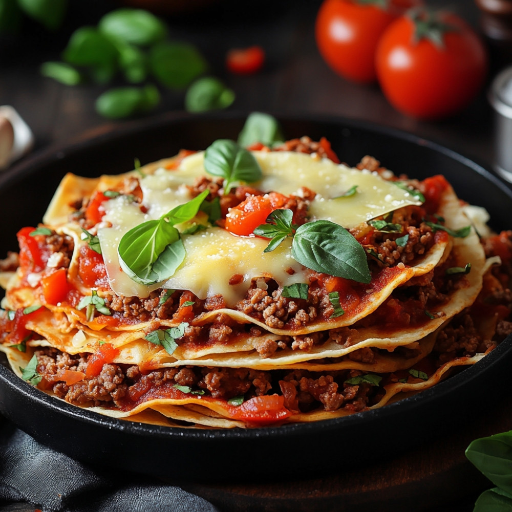 Lasagnes tortillas à la viande hachée