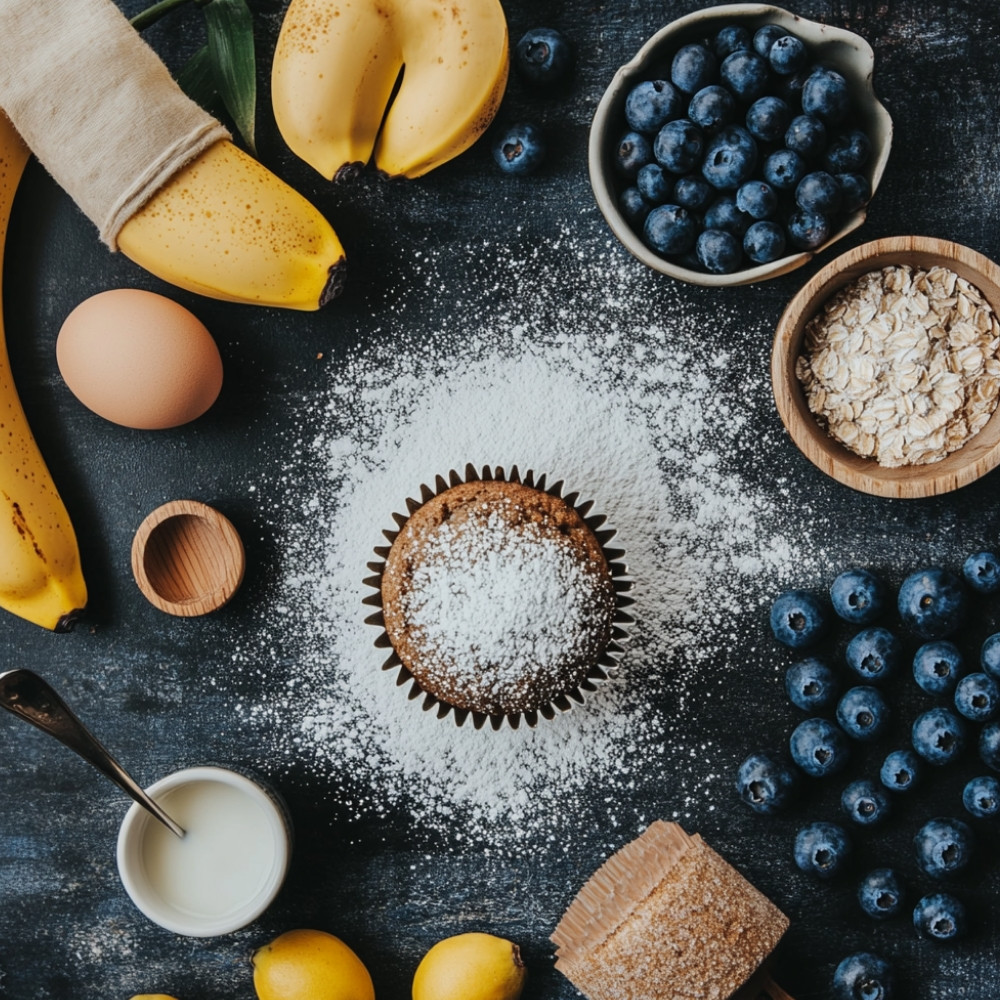 Muffins aux bleuets et à la banane