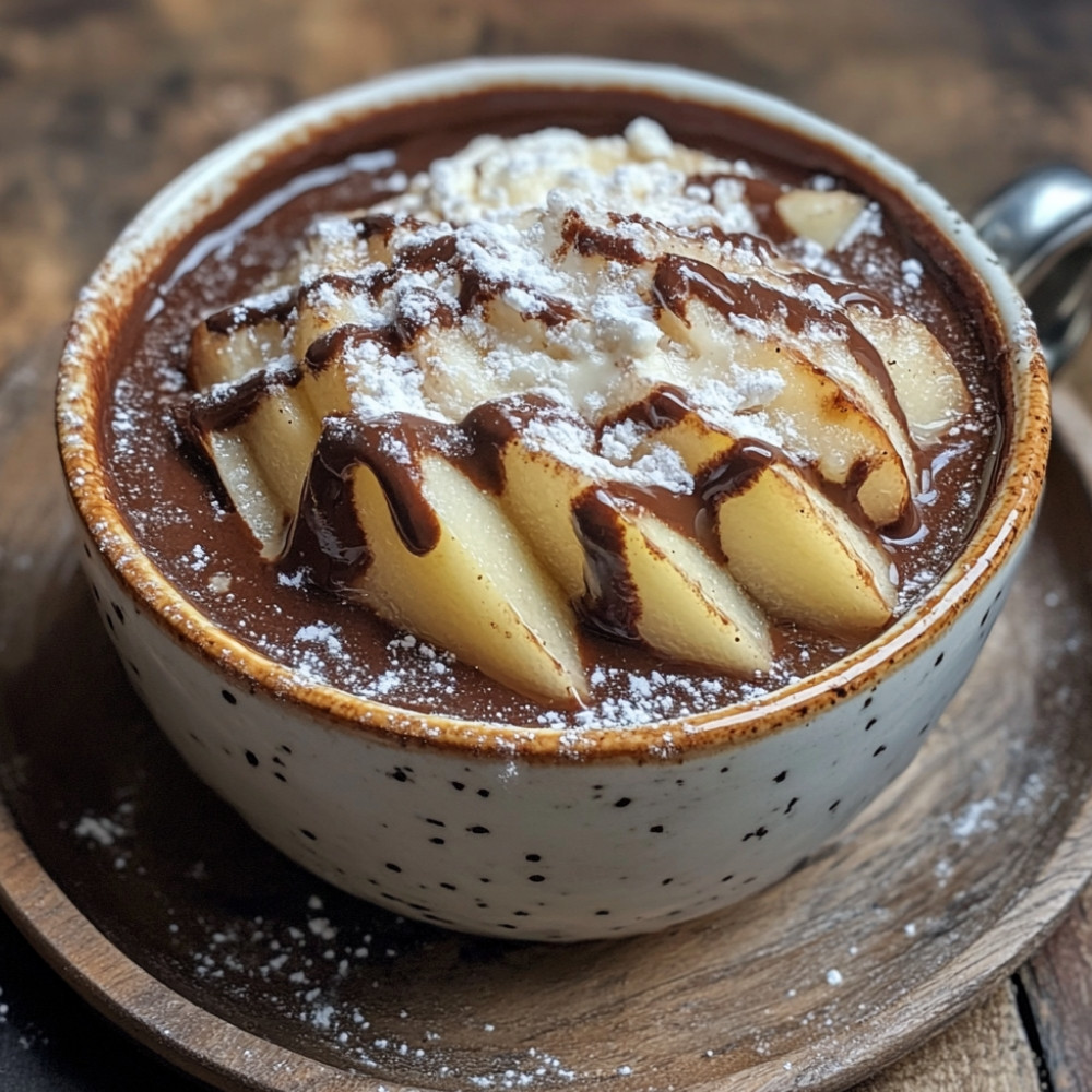Pain choco-poire dans une tasse