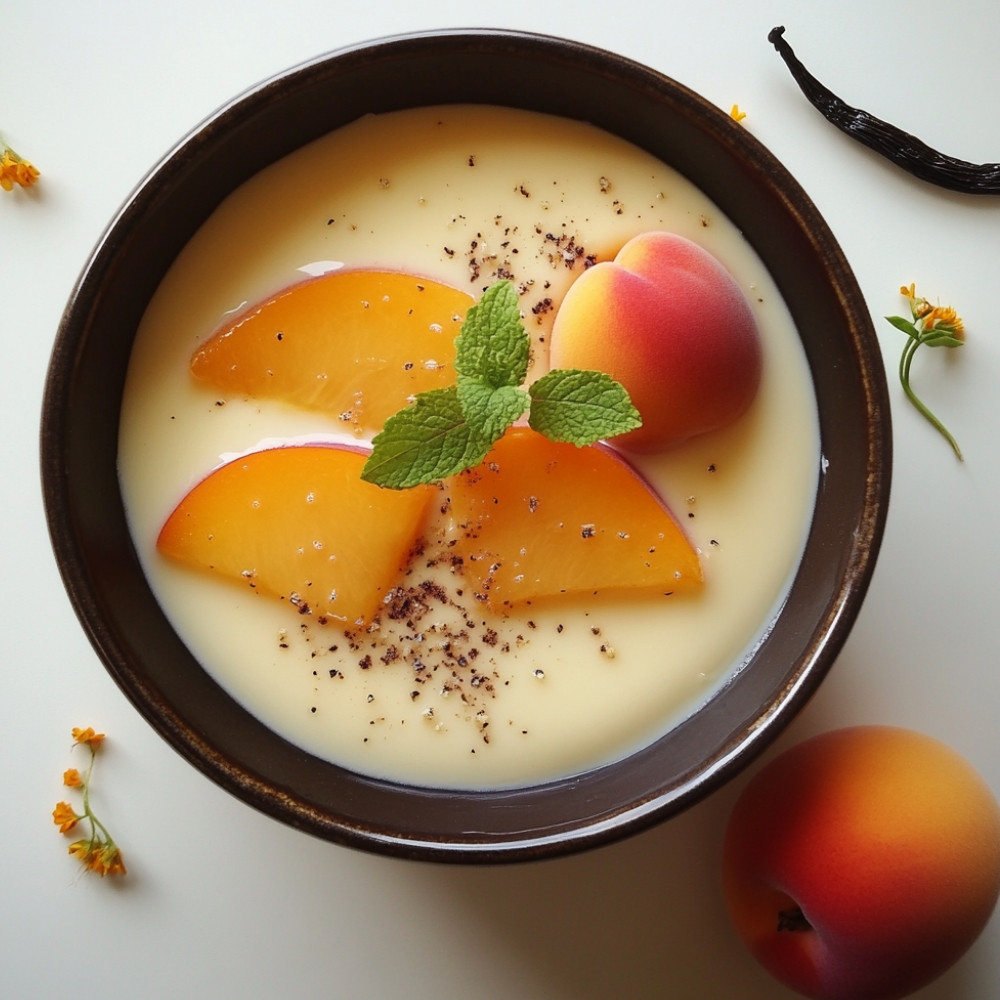 Panna cotta et son coulis pĂȘche-abricot