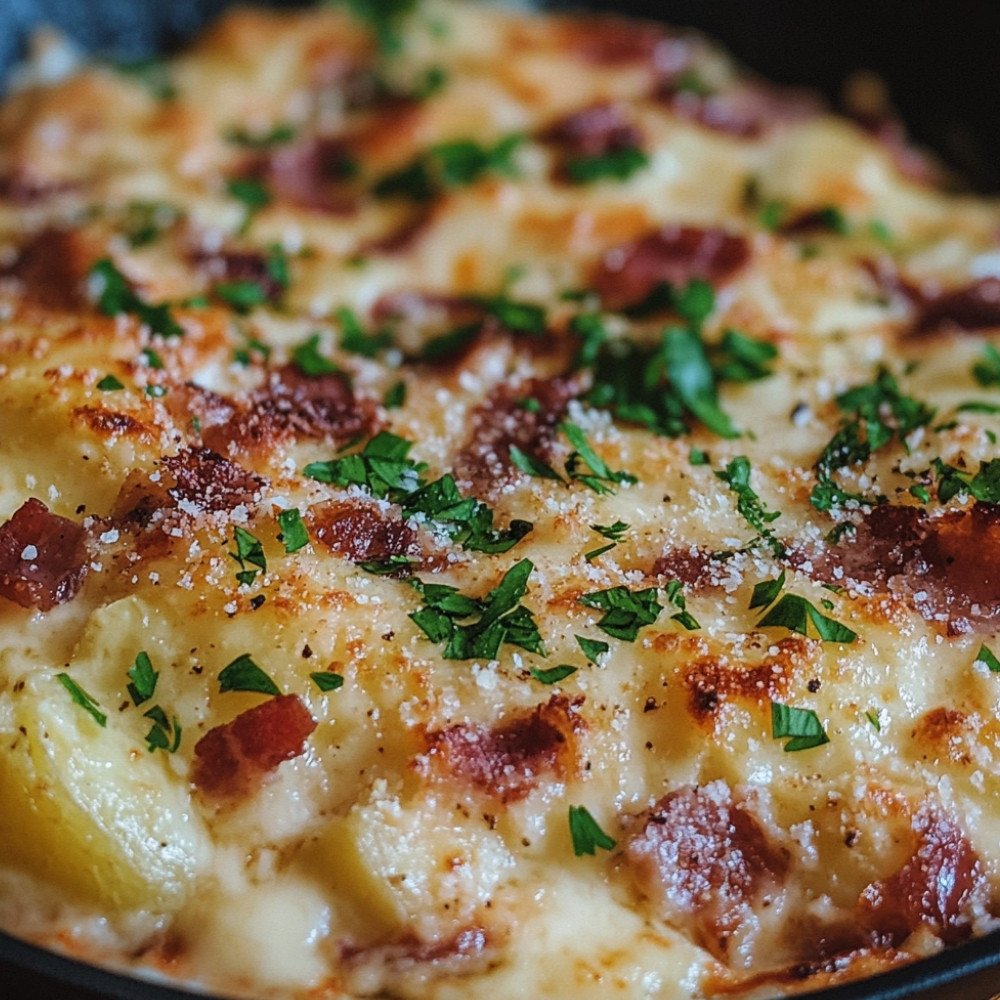 Pelures de pommes de terre gratinées au bacon