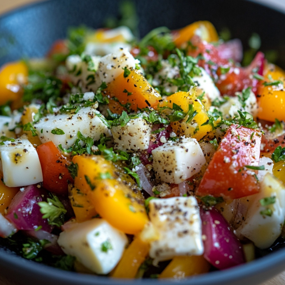 Salade saisonnière au fromage en grains