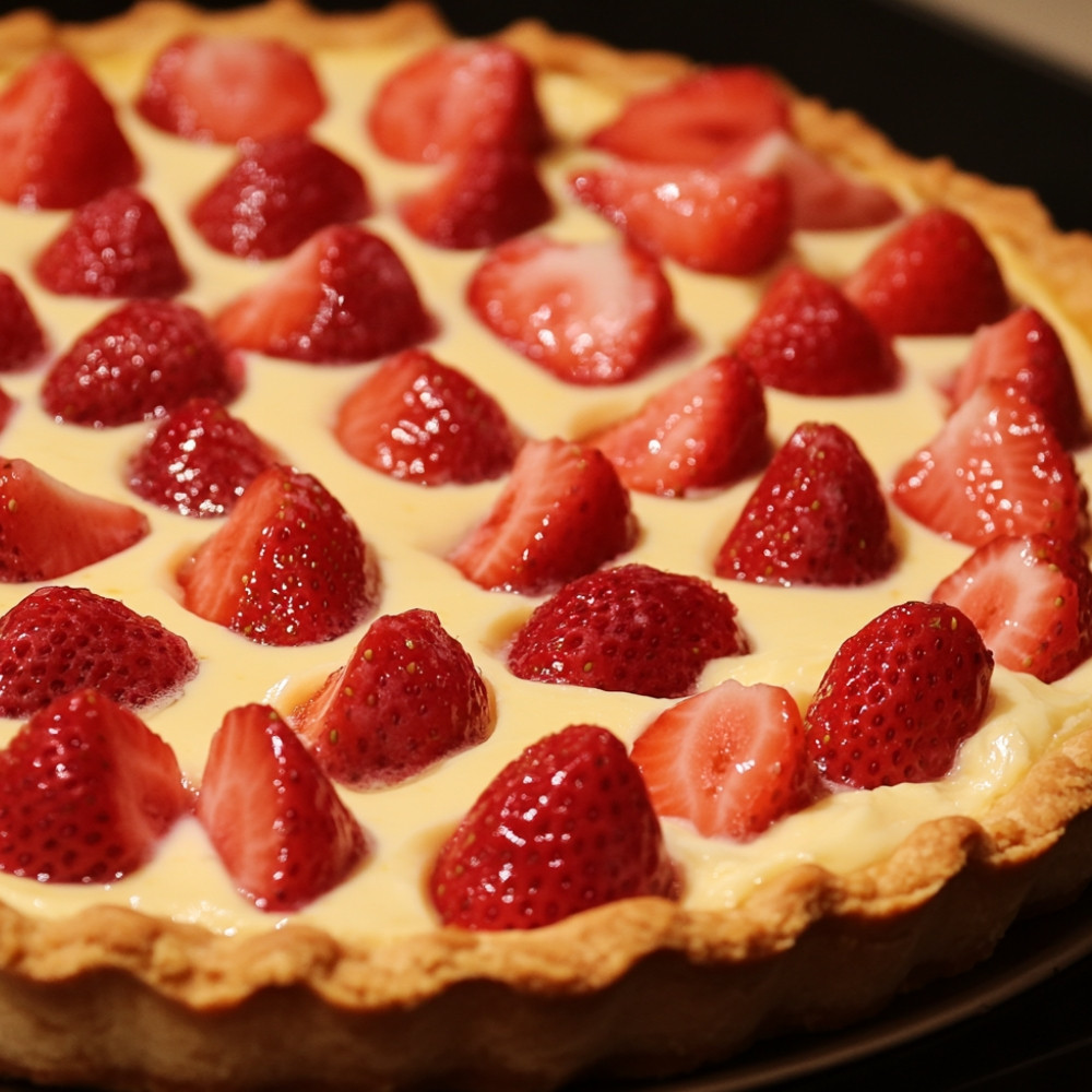 Tarte au yogourt et fraises