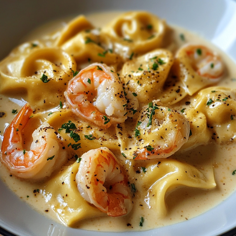 Tortelloni crémeux au skrei et aux crevettes