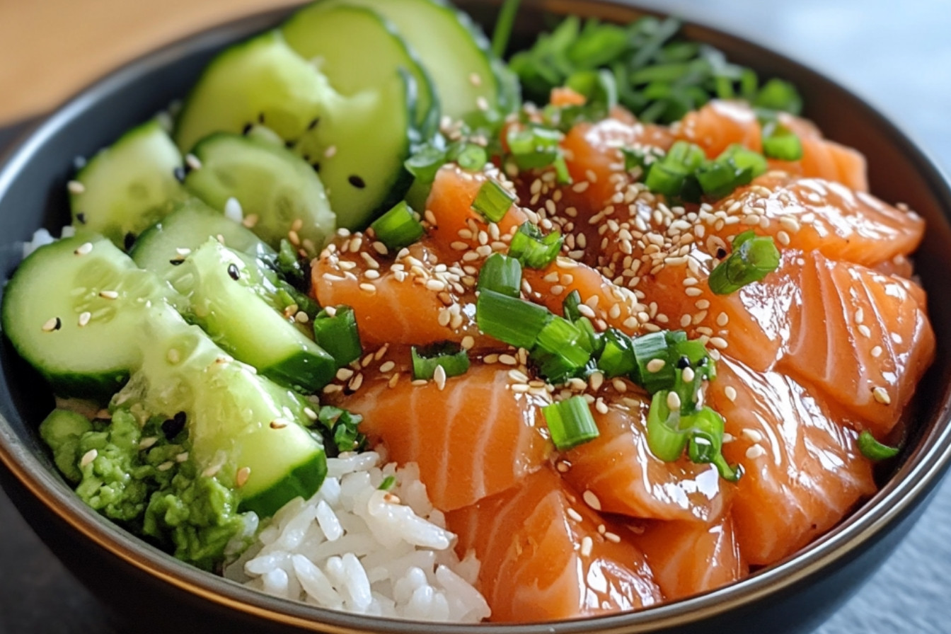 Bowl de saumon, concombre et avocat