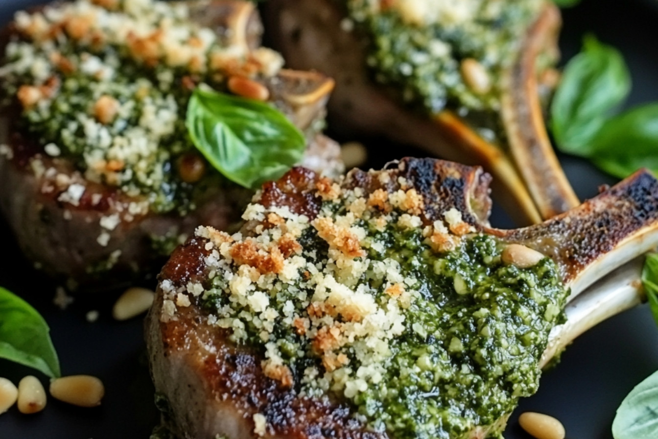 Côtelettes d'agneau farcies au pesto