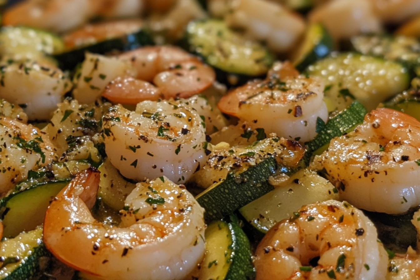 Courgettes aux crevettes au beurre à l'ail