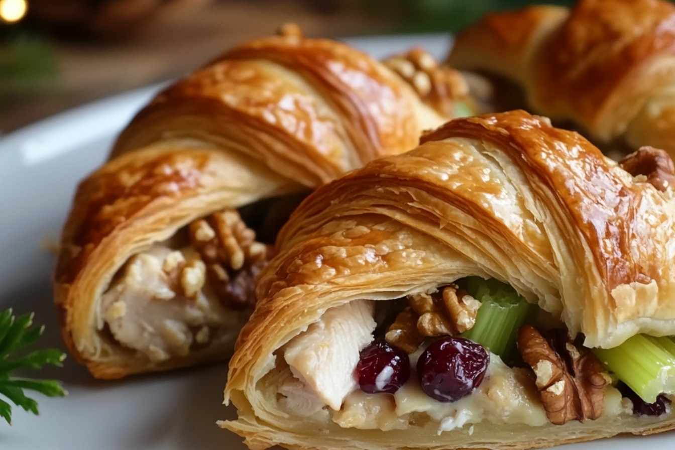Croissants à la salade de poulet et canneberges