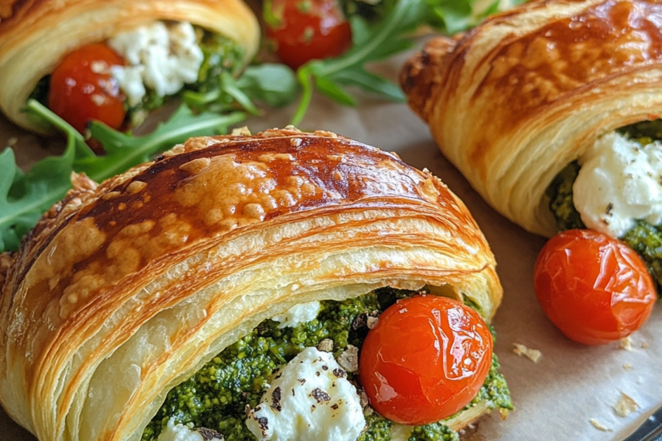 Croissants dejeuner roquette et pesto