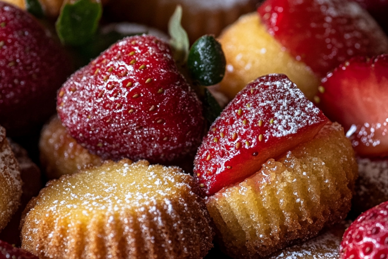 Madeleines fraise-rhubarbe-pomme