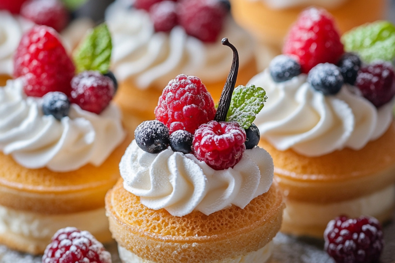 Mini charlottes aux fruits rouges et crème anglaise