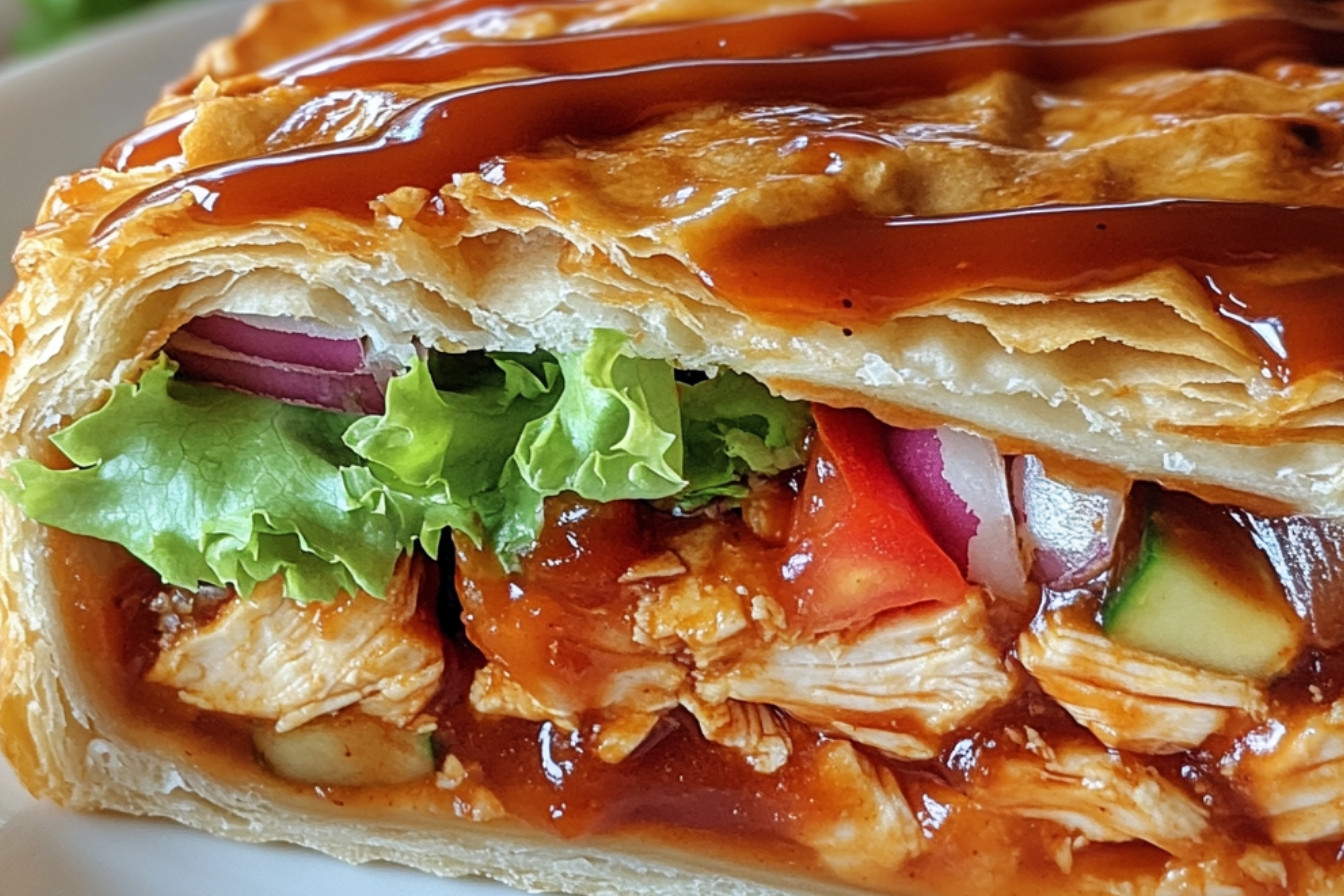 Pain fourré poulet sauce BBQ
