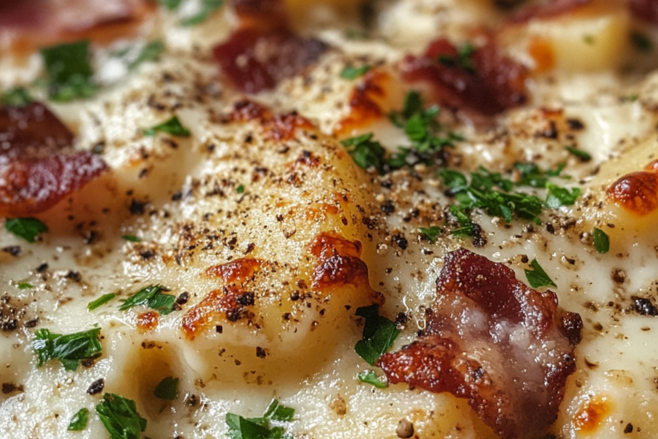 Pelures de pommes de terre gratinées au bacon