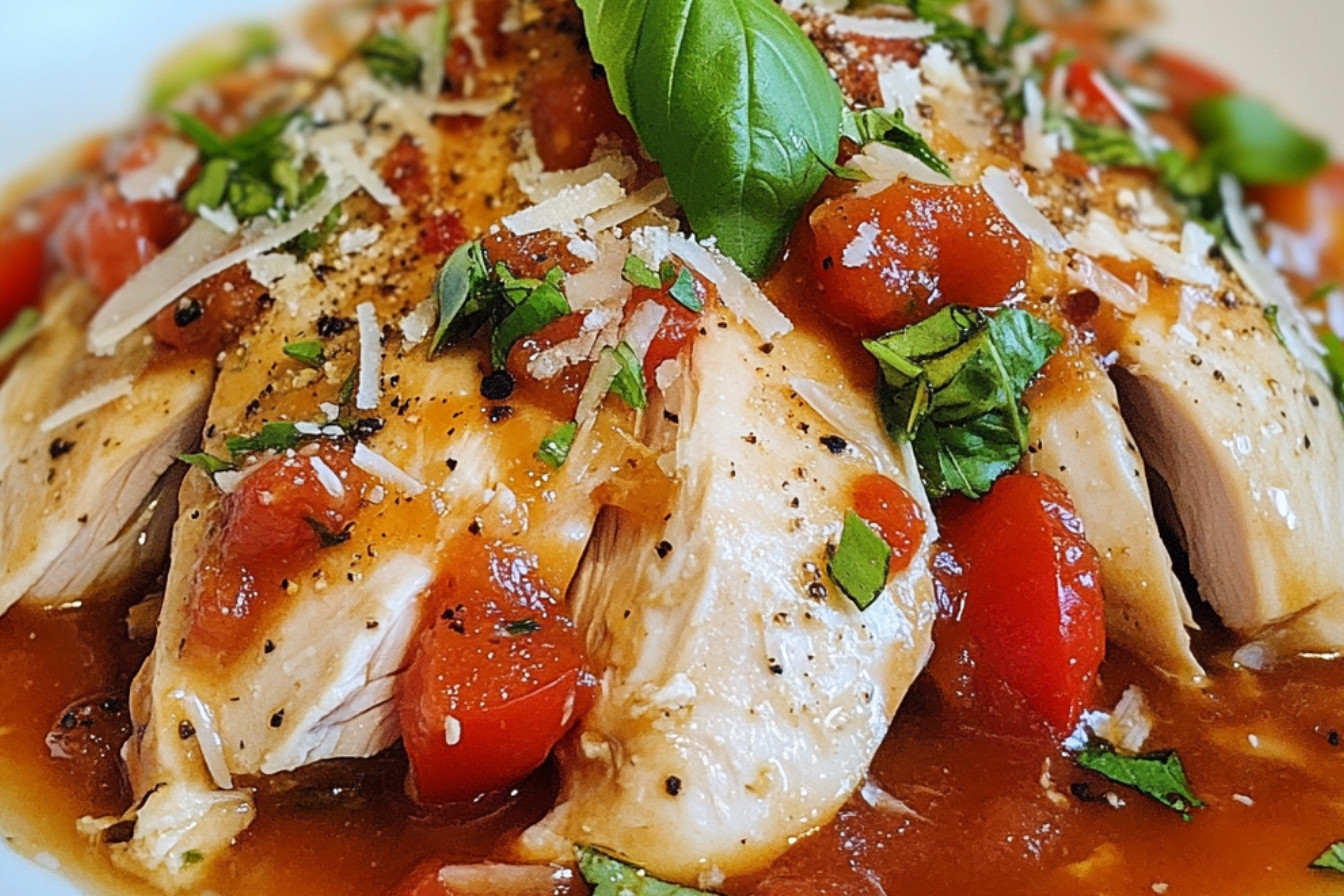 Poulet italien sauce tomates et basilic à la mijoteuse
