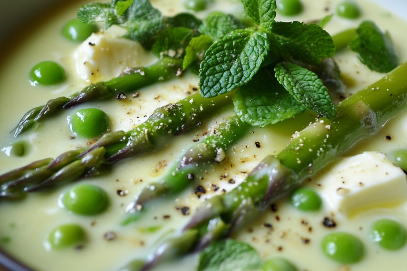 Purée de petits pois aux asperges