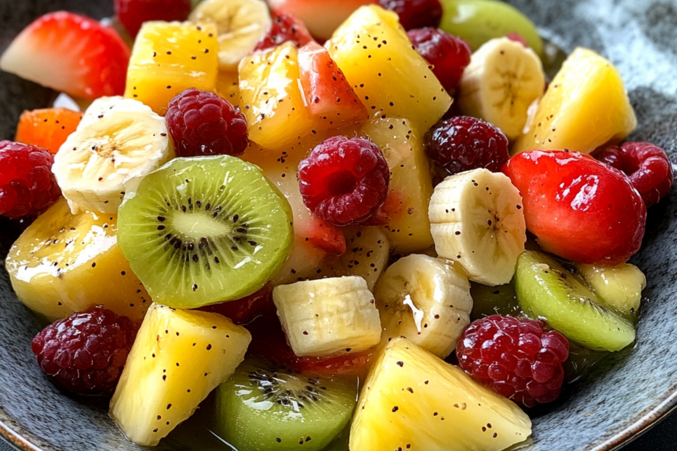 Salade de fruits et vinaigrette à la vanille