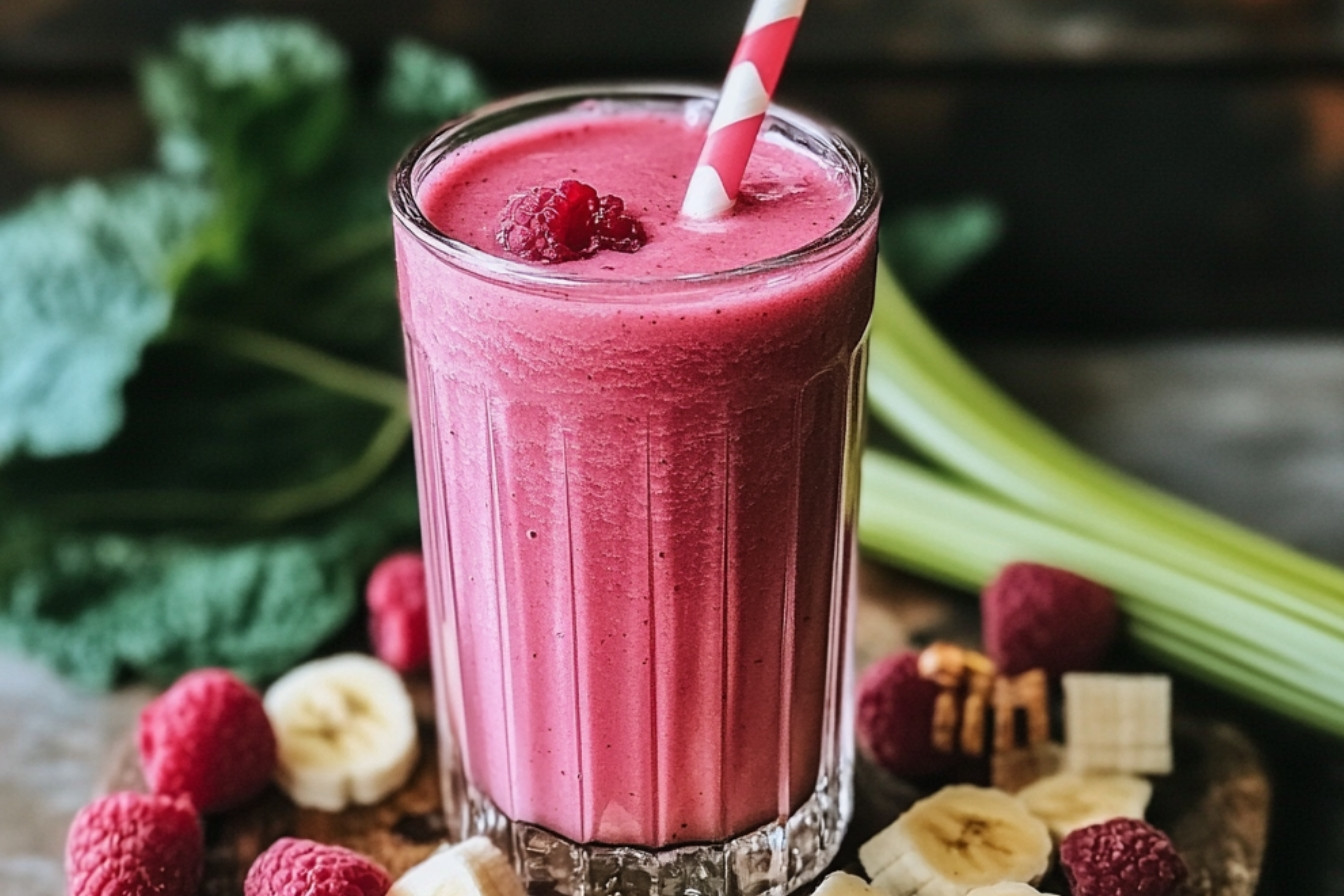 Smoothie rhubarbe framboises