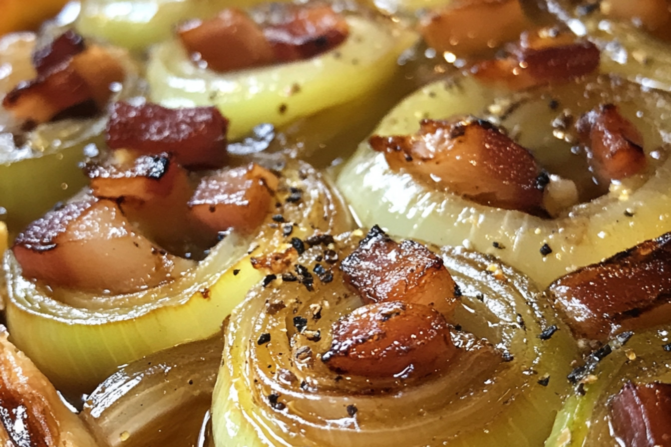 Tarte Tatin de Poireaux, Oignons et Lardons