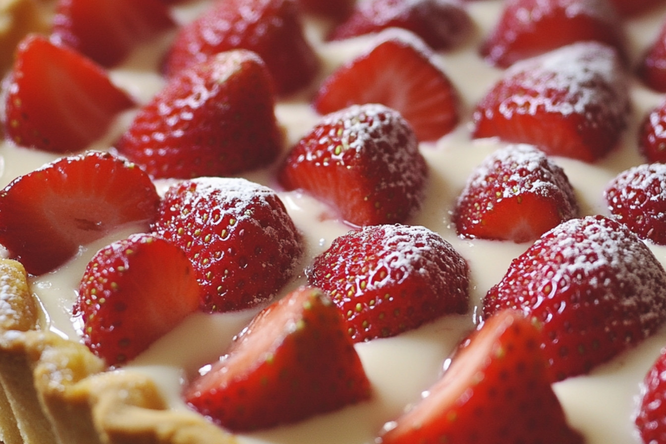 Tarte au yogourt et fraises