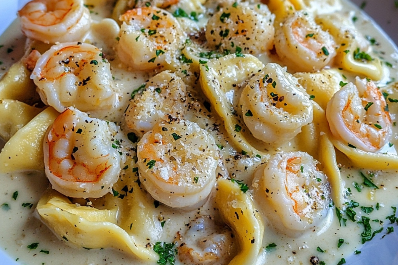Tortelloni crémeux au skrei et aux crevettes
