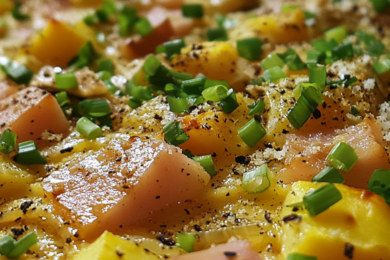 Tortilla aux patates douces, poireaux et jambon serrano